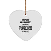 Funny Computer Programmer Heart Ornament Gifts from Friends - 'Computer Programmer. Because Freaking' genius Is Not An Official Job Title.' for Christmas Unique Gifts - Image 1